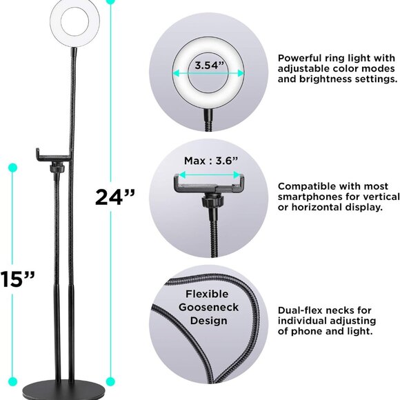 Brand New Merkury Innovations Desktop Selfie Studio Ring Light with Remote - Picture 7 of 10